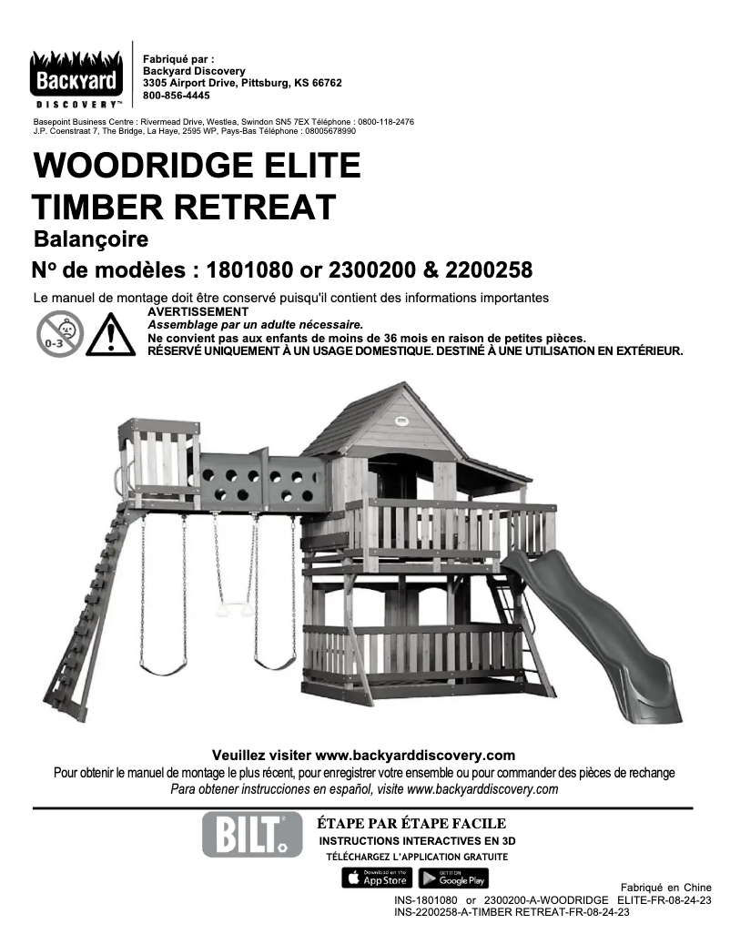 Page 1 de la notice Manuel utilisateur Backyard Discovery Woodridge