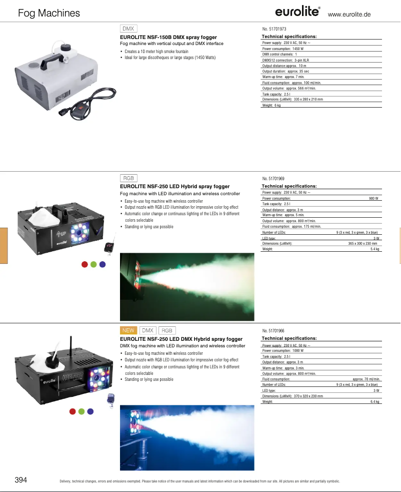 Page n°1 - Catalogue Eurolite NSF-250 LED DMX