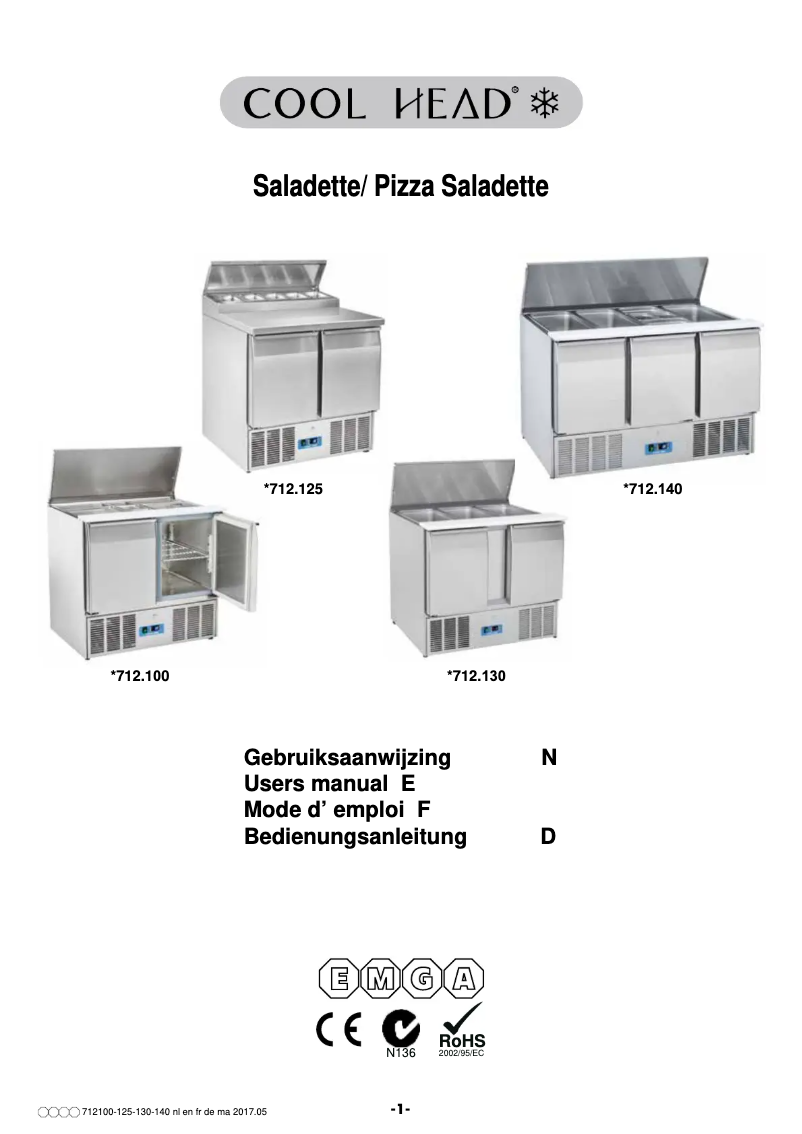 Page 1 de la notice Manuel utilisateur Cool Head 712125