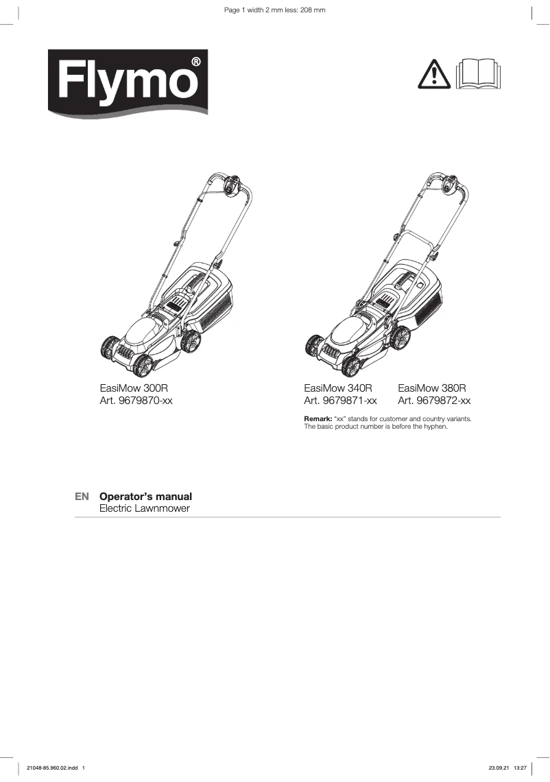 Imagen de la primera página del manual del dispositivo EasiMow 340R