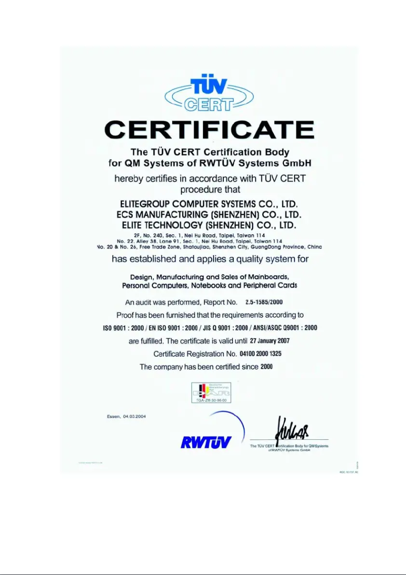 Page n°1 - Manuel utilisateur ECS 661GX/800-M