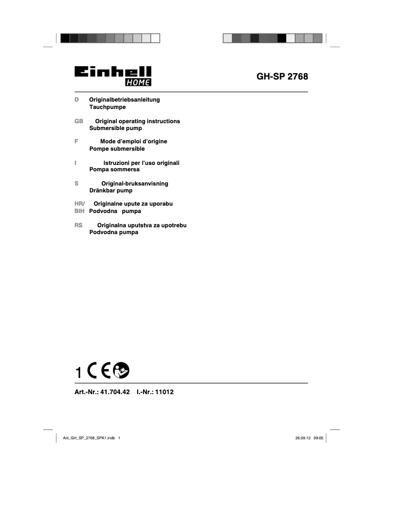 Image de la première page du manuel de l'appareil GH-SP 2768