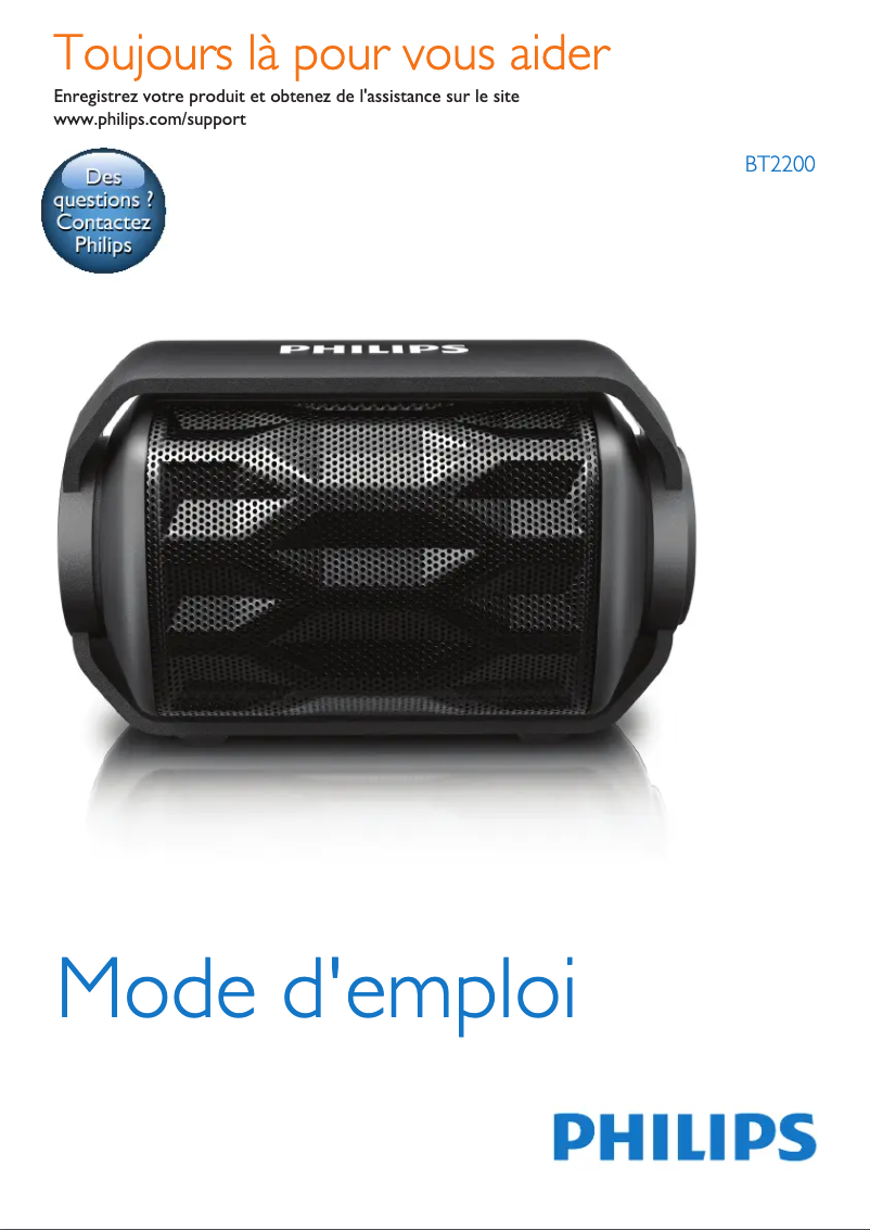 Page 1 de la notice Manuel utilisateur Philips BT2200W