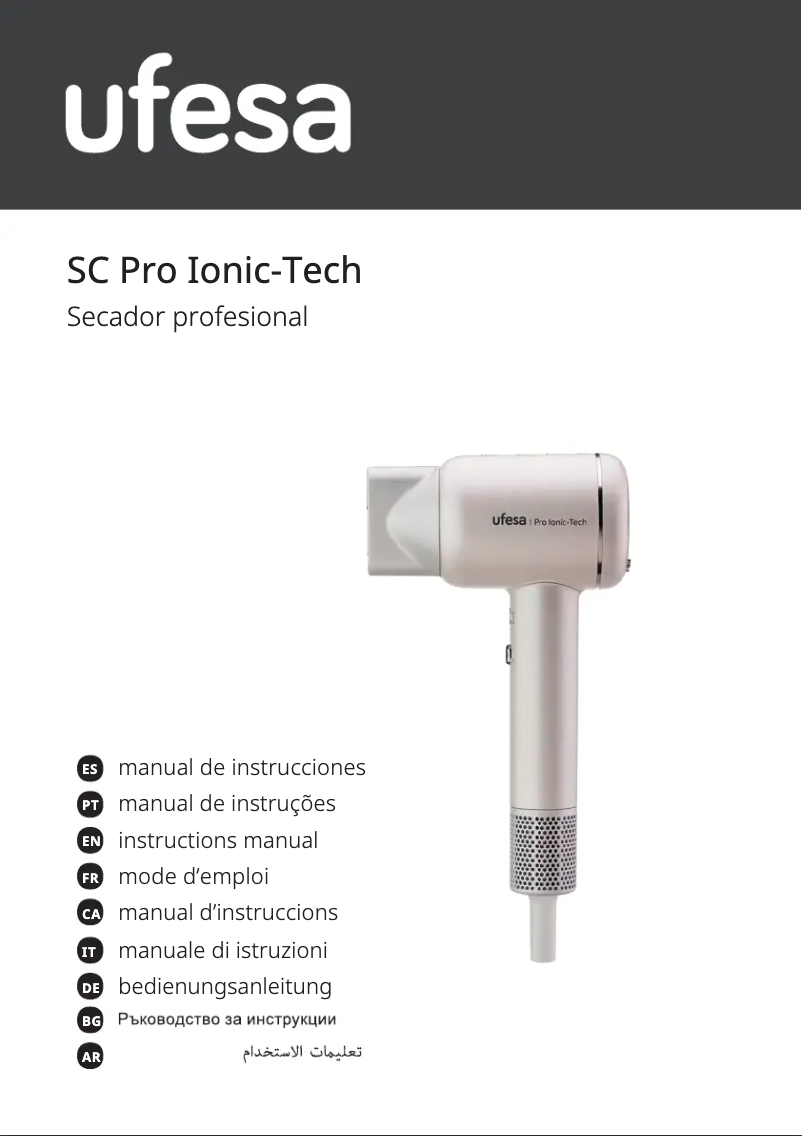 Page 1 de la notice Manuel utilisateur Ufesa Pro Ionic-Tech