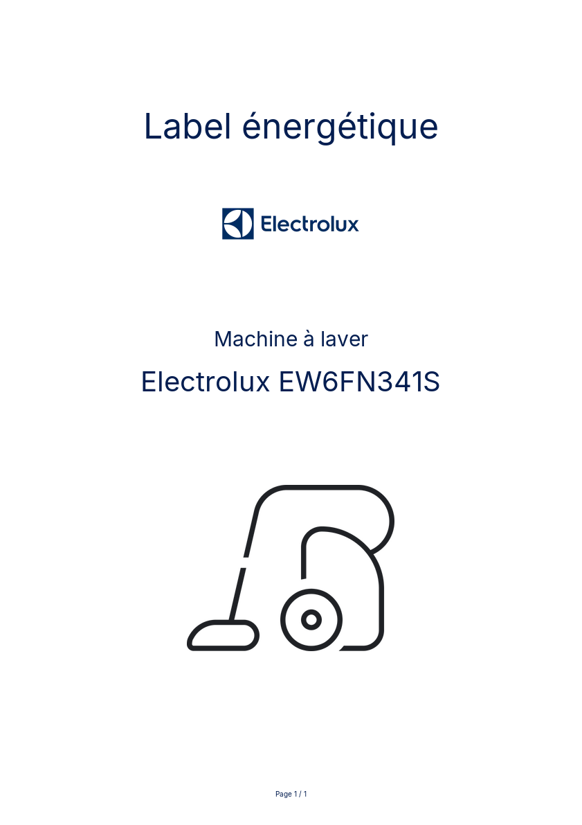 Page n°1 - Label énergétique Electrolux EW6FN341S