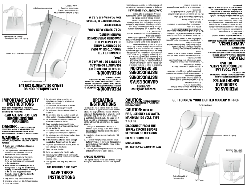Page 1 de la notice Manuel utilisateur Conair BE200