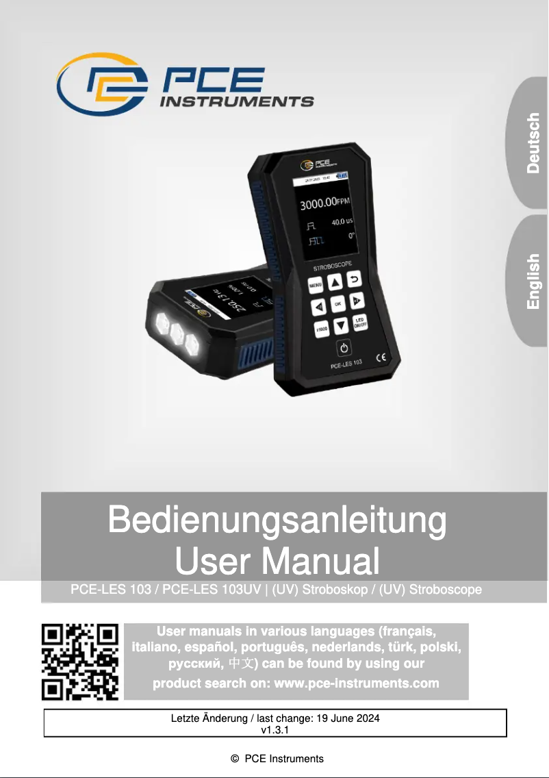 Image de la première page du manuel de l'appareil PCE-LES 103