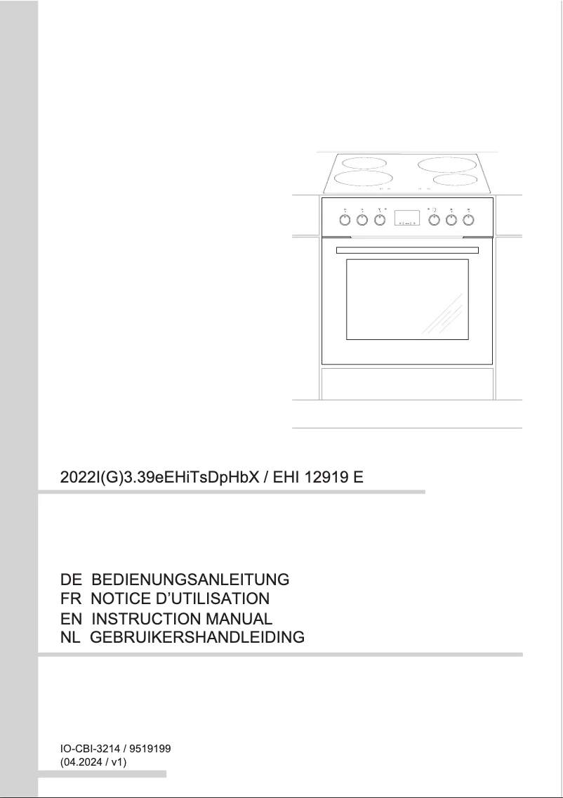Page 1 de la notice Manuel utilisateur Amica EHI 12919 E