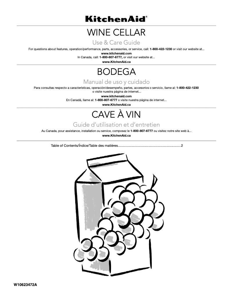 Page 1 de la notice Manuel utilisateur KitchenAid Architect KUWL304CSS
