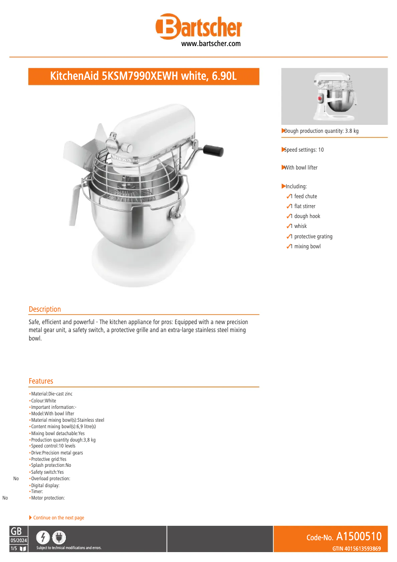 Image de la première page du manuel de l'appareil 5KSM7990