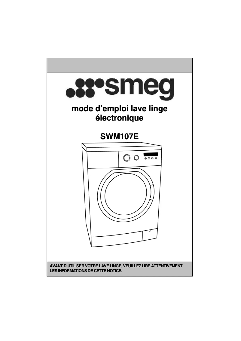 Page 1 de la notice Manuel utilisateur Smeg SWM107E