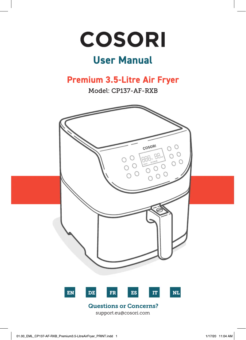 Page 1 de la notice Manuel utilisateur Cosori CP137