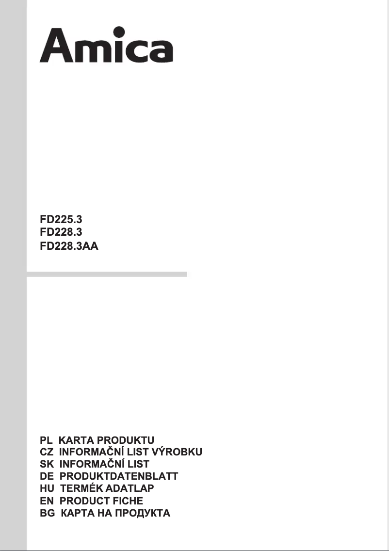 Page n°1 - Fiche technique Amica FD225.3