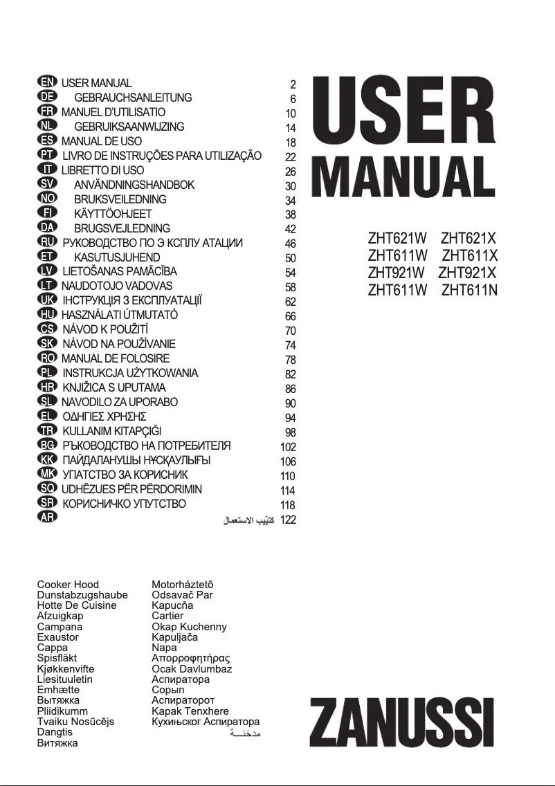 Page 1 de la notice Manuel utilisateur Zanussi ZHT921W