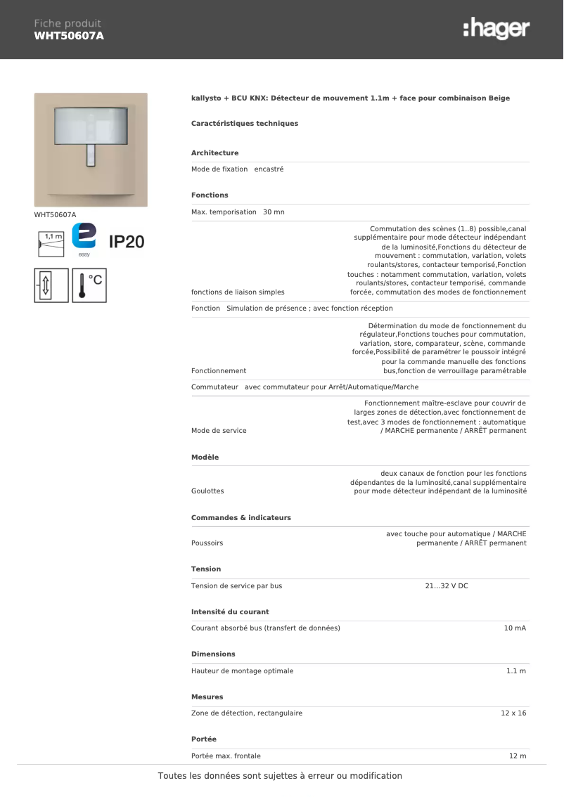 Image de la première page du manuel de l'appareil WHT50607A