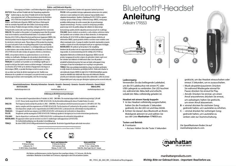 Page 1 de la notice Manuel utilisateur Manhattan 179553