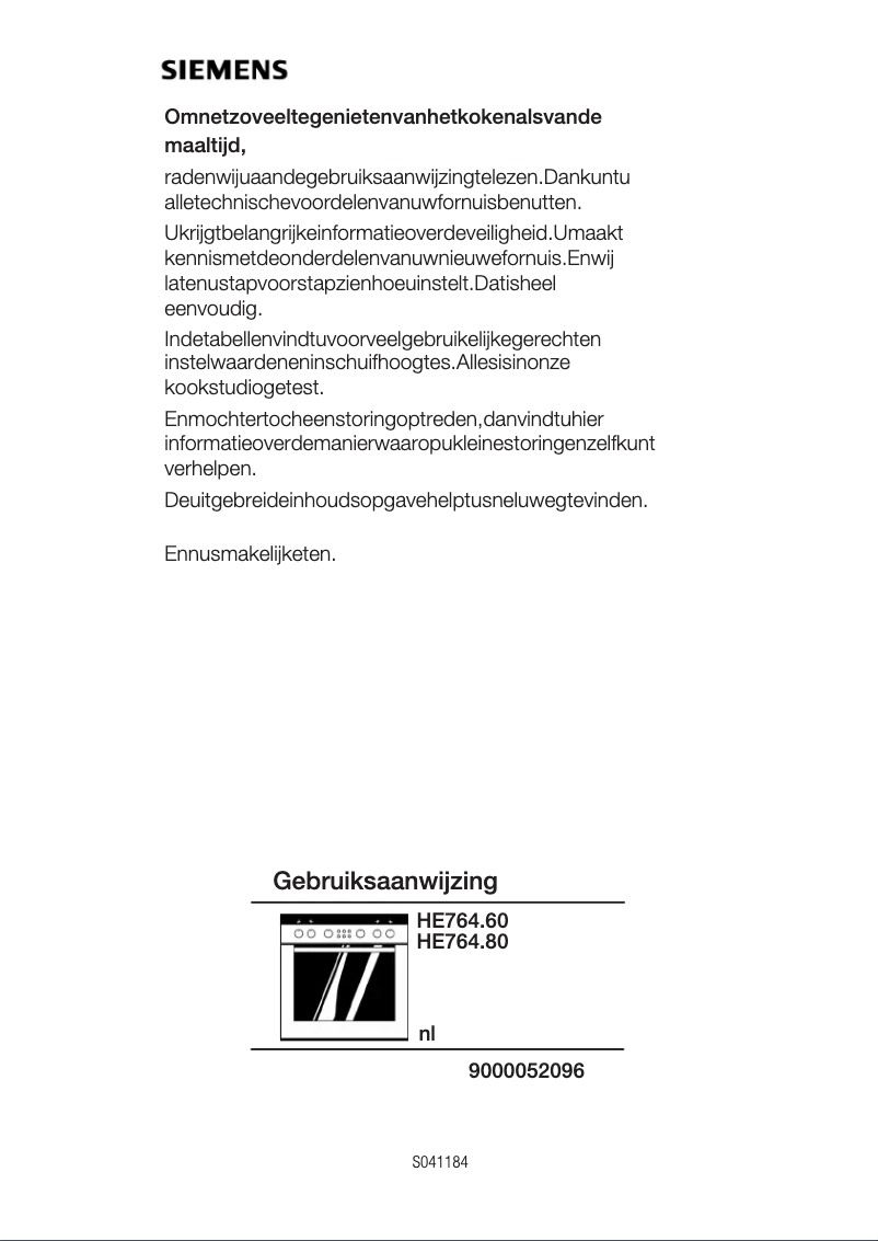 Page 1 de la notice Manuel utilisateur Siemens HE764660