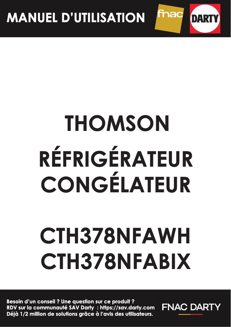 Page n°1 - Manuel utilisateur Thomson CTH378NFAWH