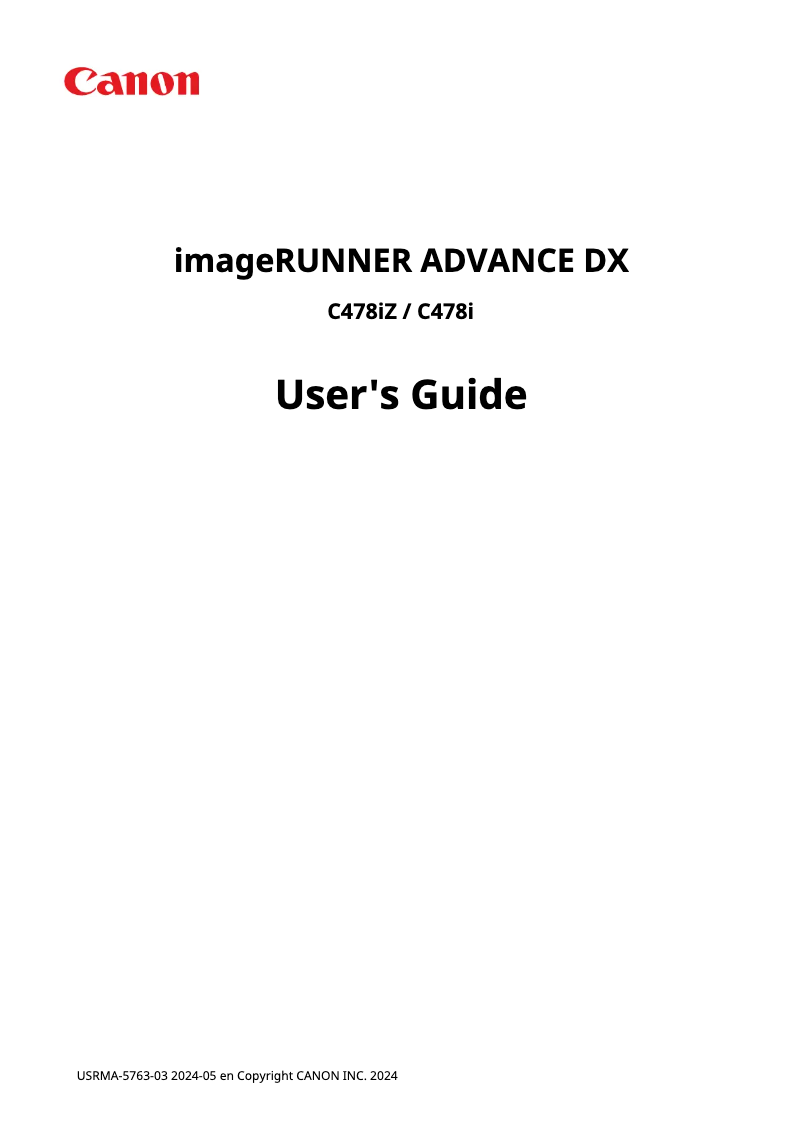 Page 1 de la notice Manuel utilisateur Canon imageRUNNER ADVANCE DX C478i