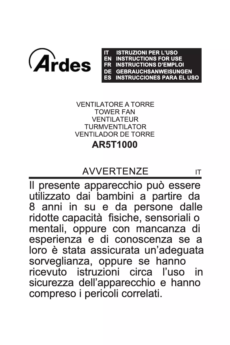 Page n°1 - Manuel utilisateur Ardes AR5T1000
