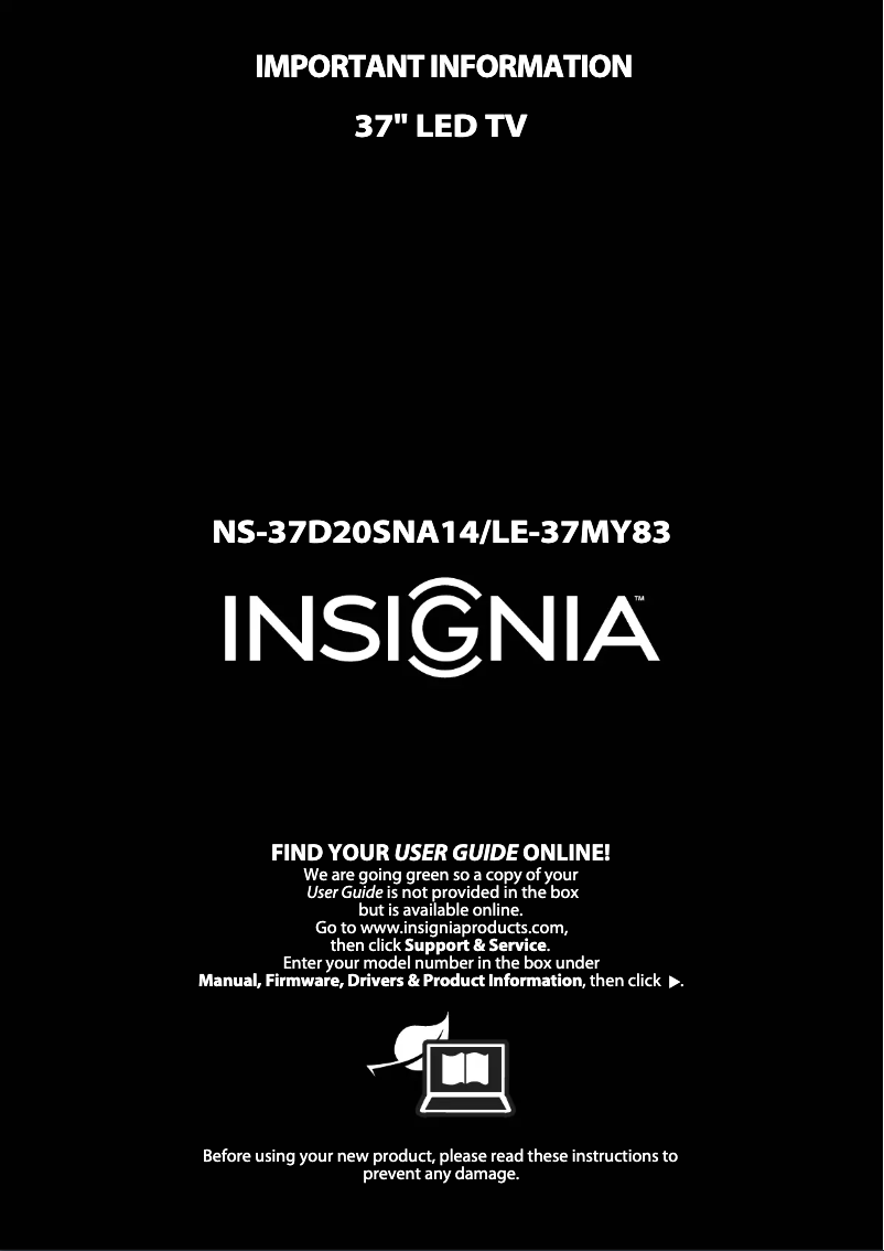 Page 1 of the manual User Manual Insignia NS-37D20SNA14