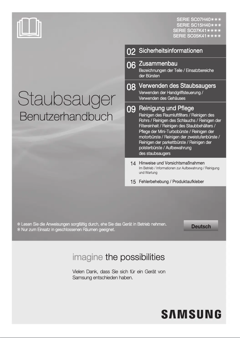 Image de la première page du manuel de l'appareil SC07K41H0VB