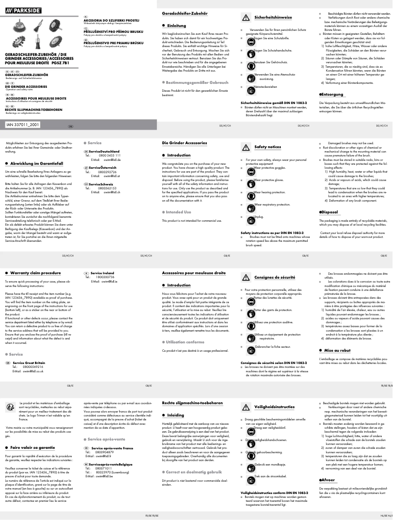 Image de la première page du manuel de l'appareil PGSZ 7 B1