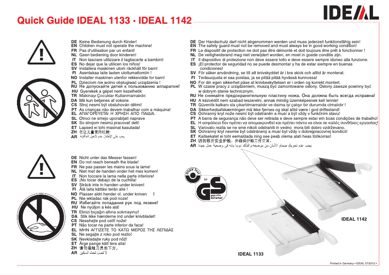 Page 1 de la notice Manuel utilisateur Ideal 1142