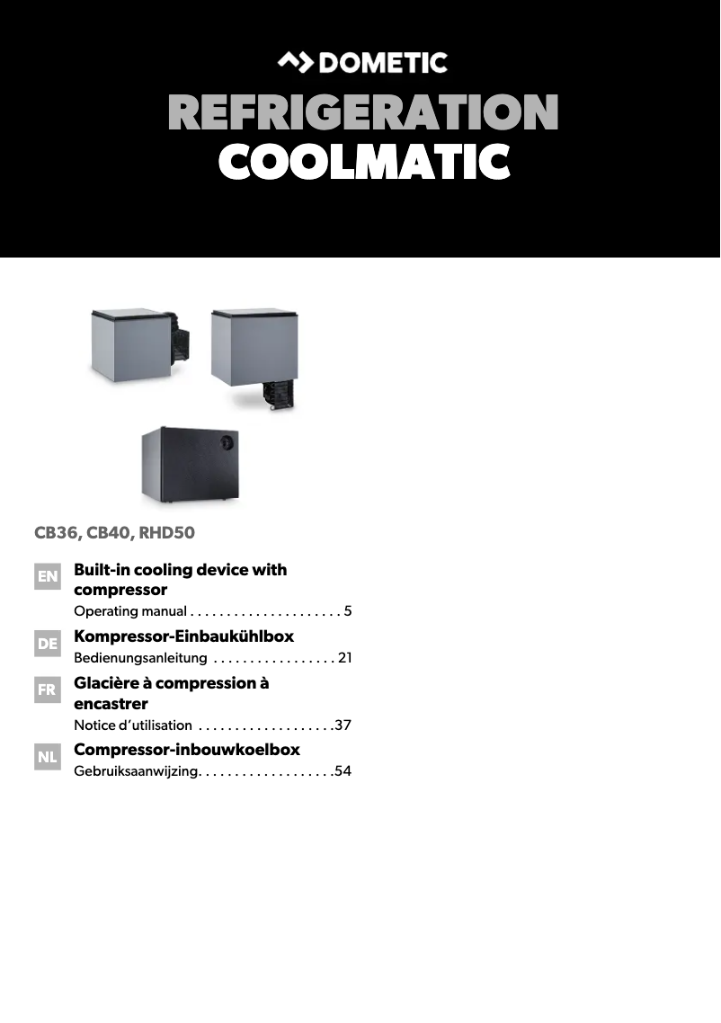 Page 1 de la notice Manuel utilisateur Dometic CoolMatic CB 40W