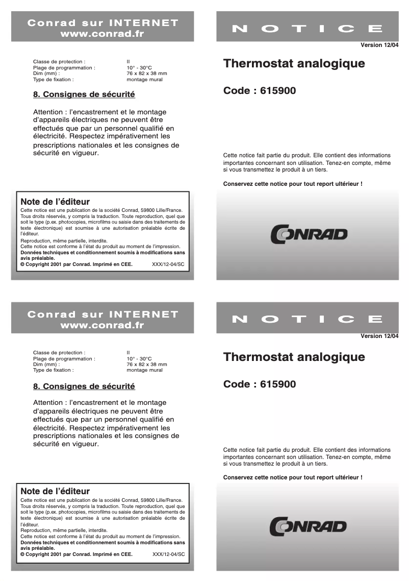 Page 1 de la notice Manuel utilisateur Wallair 71000