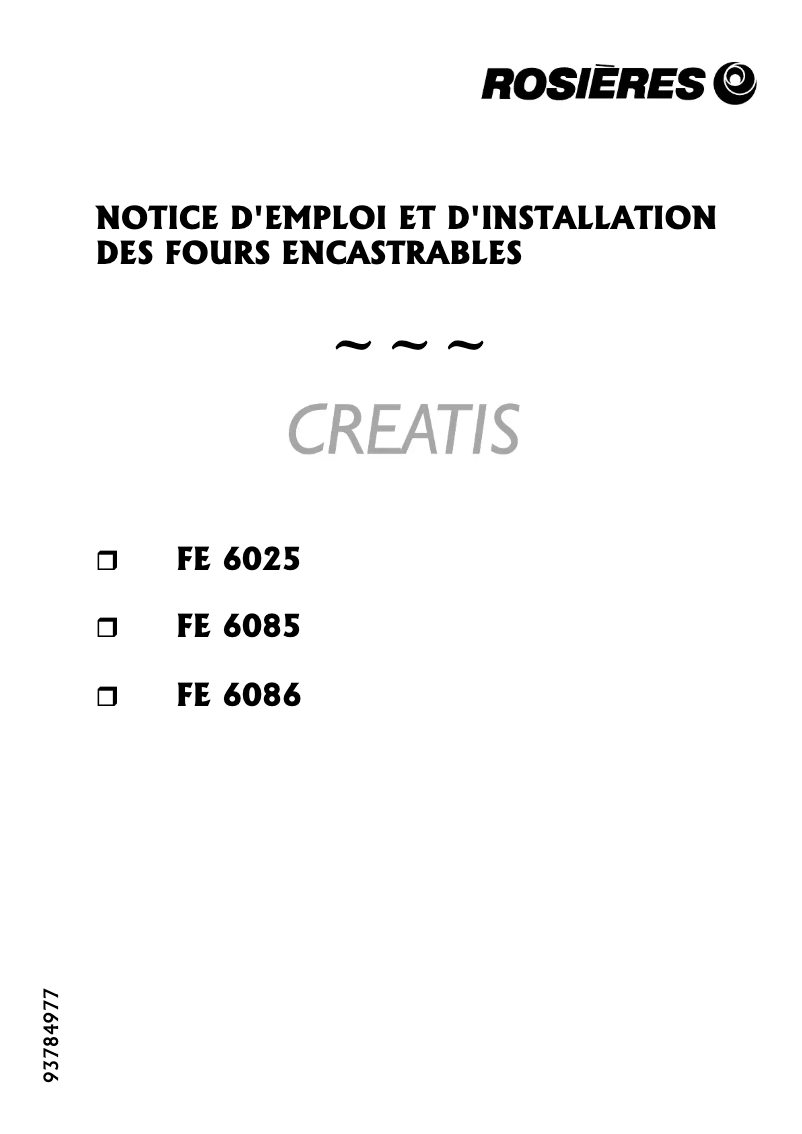 Image de la première page du manuel de l'appareil FE 6086 RB