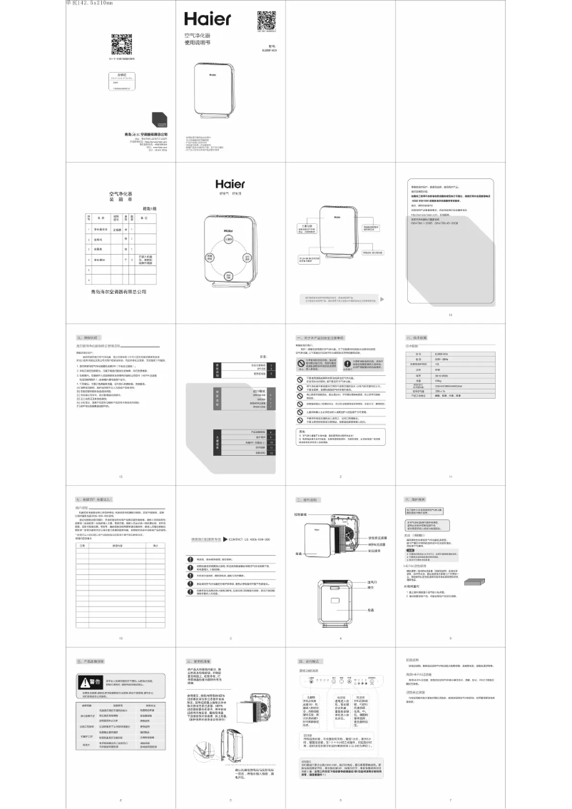Page 1 de la notice Manuel utilisateur Haier KJ200F-HCA