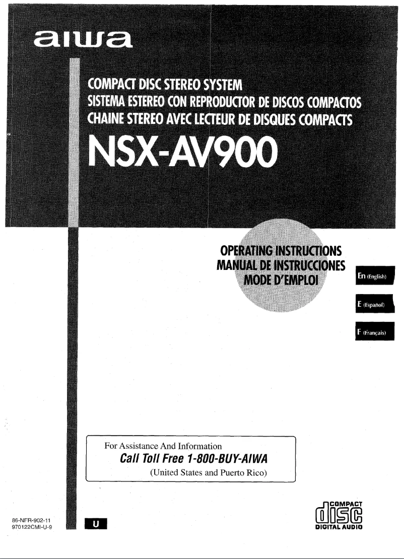 Page 1 de la notice Manuel utilisateur Aiwa NSX-AV900