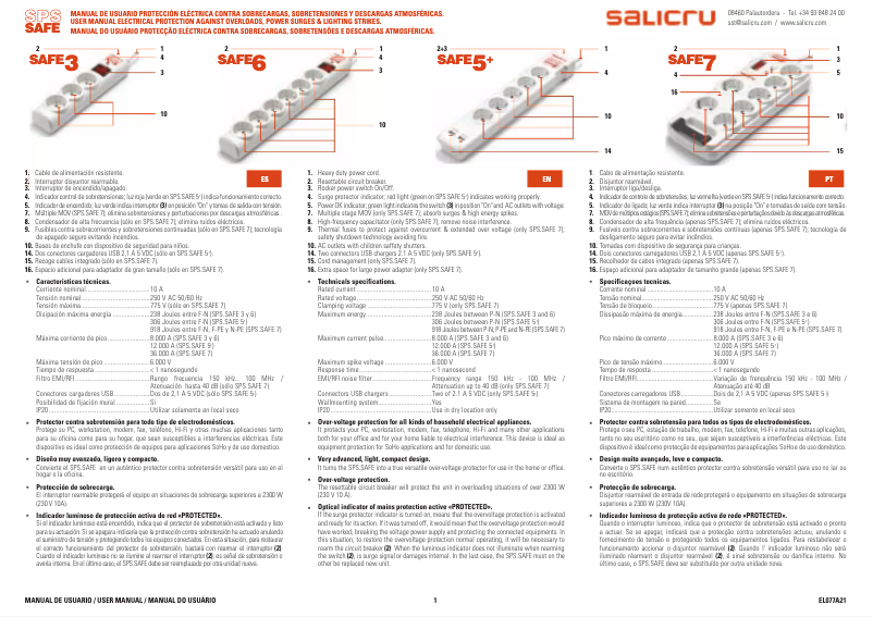 Page 1 de la notice Manuel utilisateur Salicru Safe 7