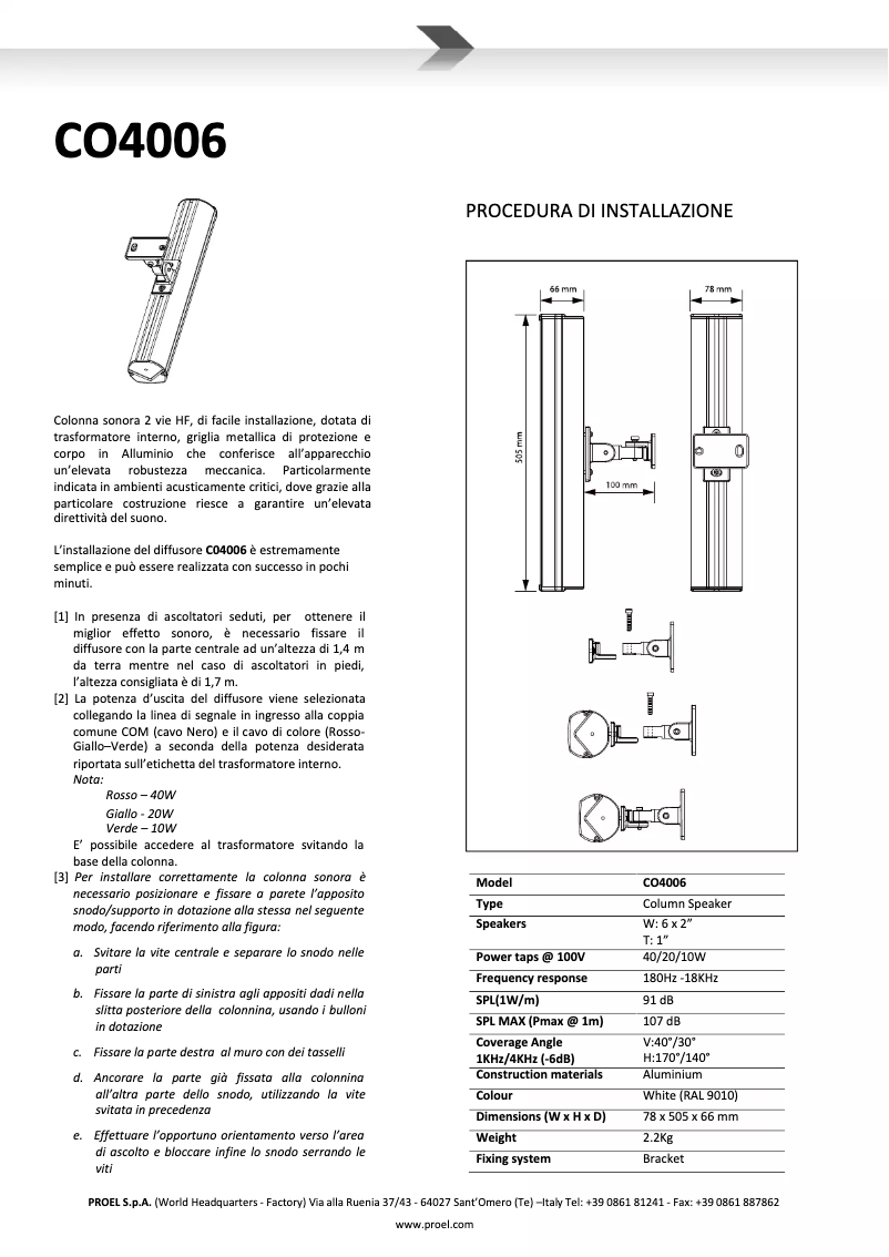 Página 1 del manual Manual de usuario Proel CO4006
