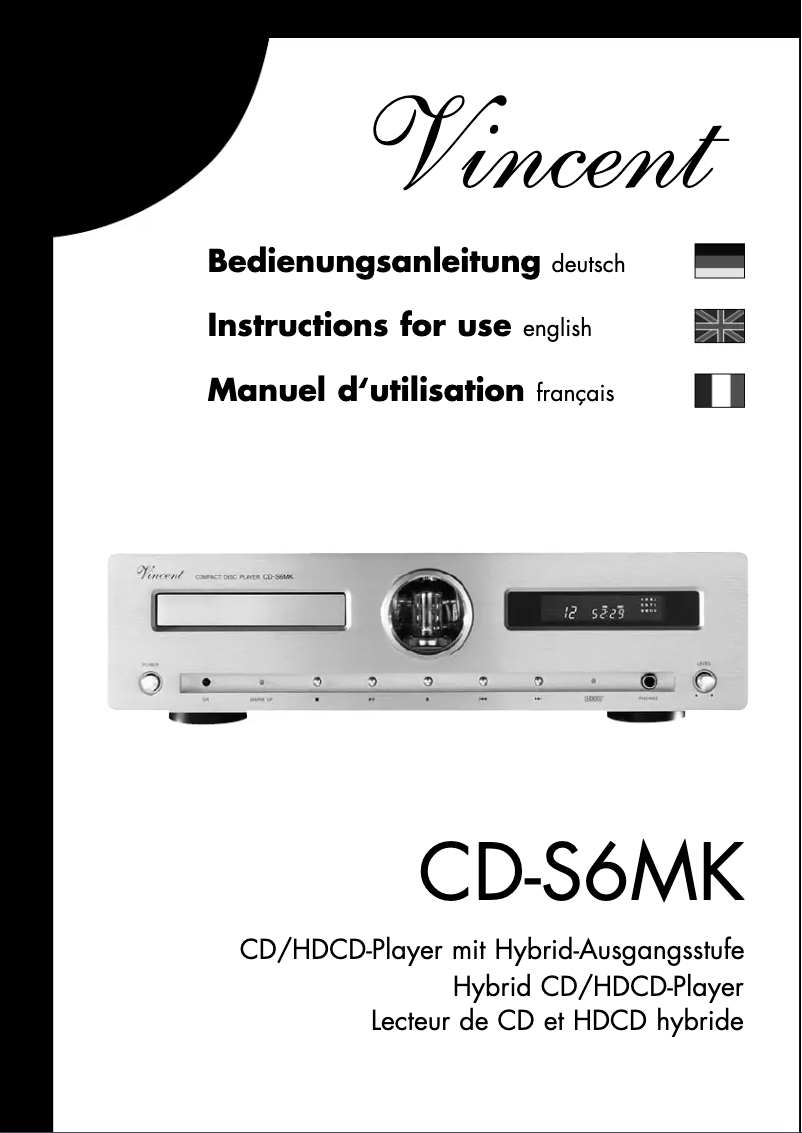 Page n°1 - Manuel utilisateur Vincent CD-S6MK