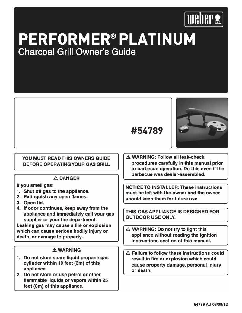 Page 1 de la notice Instructions / montage Weber Performer Platinum