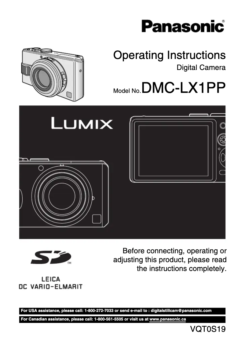 Page n°1 - Manuel utilisateur Panasonic Lumix DMC-LX1PP
