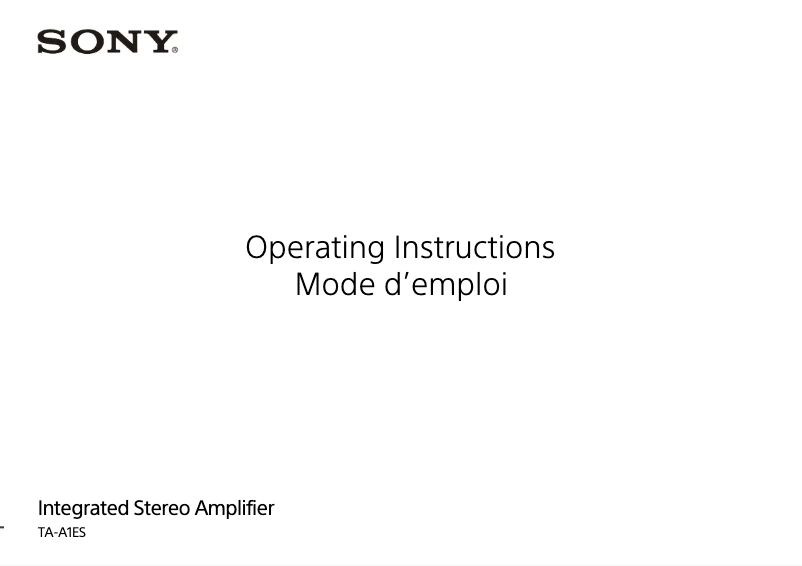 Page 1 de la notice Manuel utilisateur Sony TA-A1ES