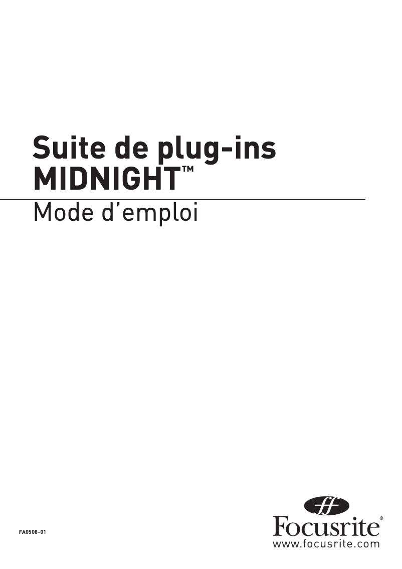 Page 1 de la notice Manuel utilisateur Focusrite Midnight Plug-In Suite