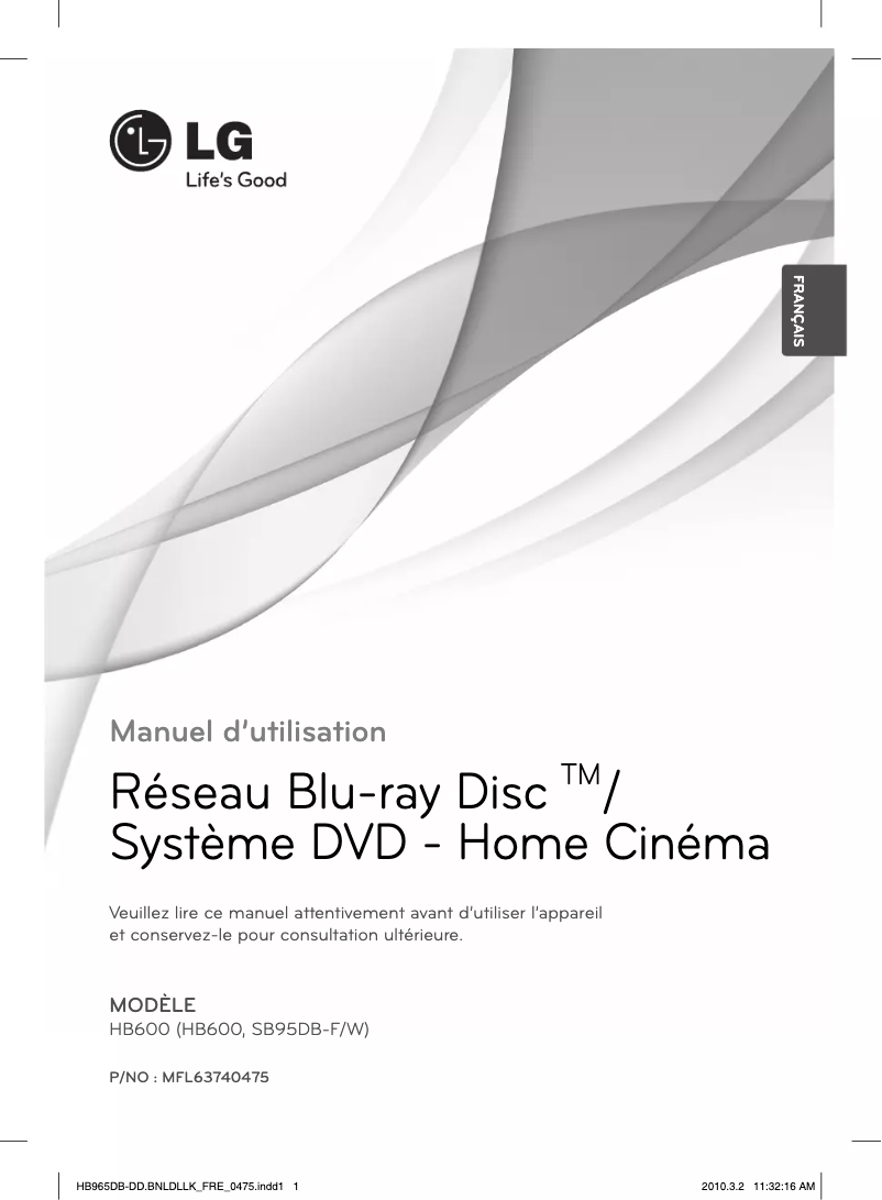 Image de la première page du manuel de l'appareil HB600