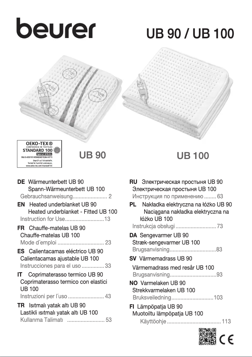 Page n°1 - Manuel utilisateur Beurer UB 100