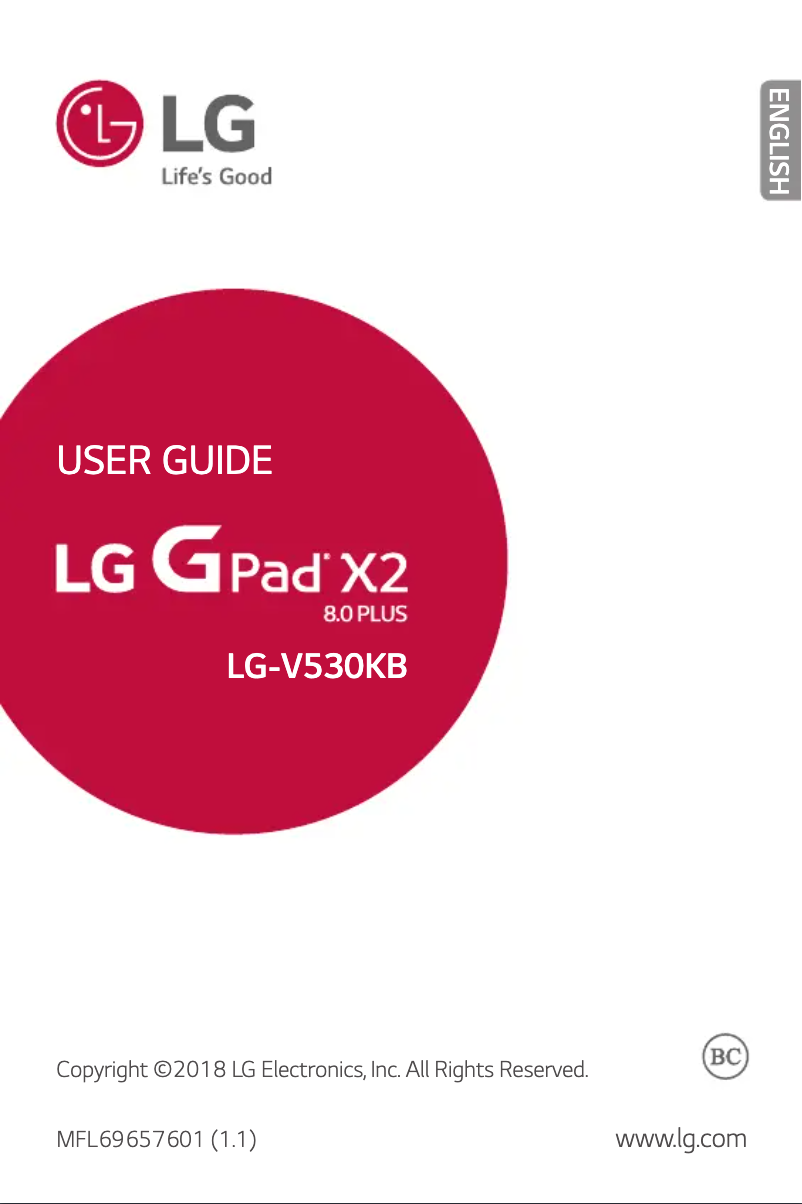 Page n°1 - Manuel utilisateur LG G Pad X II 8.0 PLUS