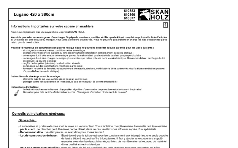 Page n°1 - Manuel utilisateur Skan Holz Lugano 2