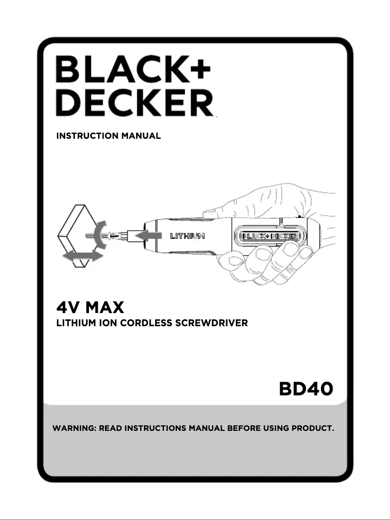 Page 1 de la notice Manuel utilisateur Black & Decker BD40