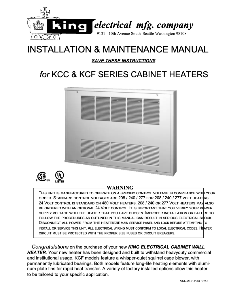 Image de la première page du manuel de l'appareil KCF2-2020-1-R-T