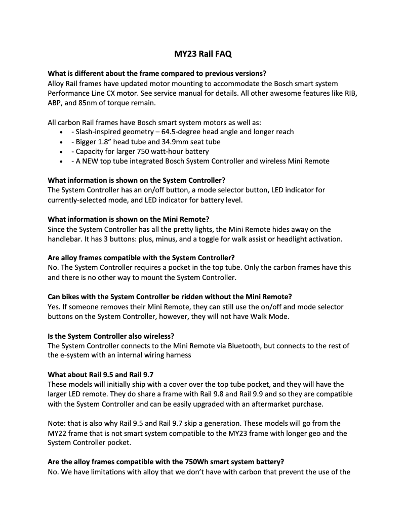 Page 1 de la notice FAQ Trek Rail 5 Gen 3