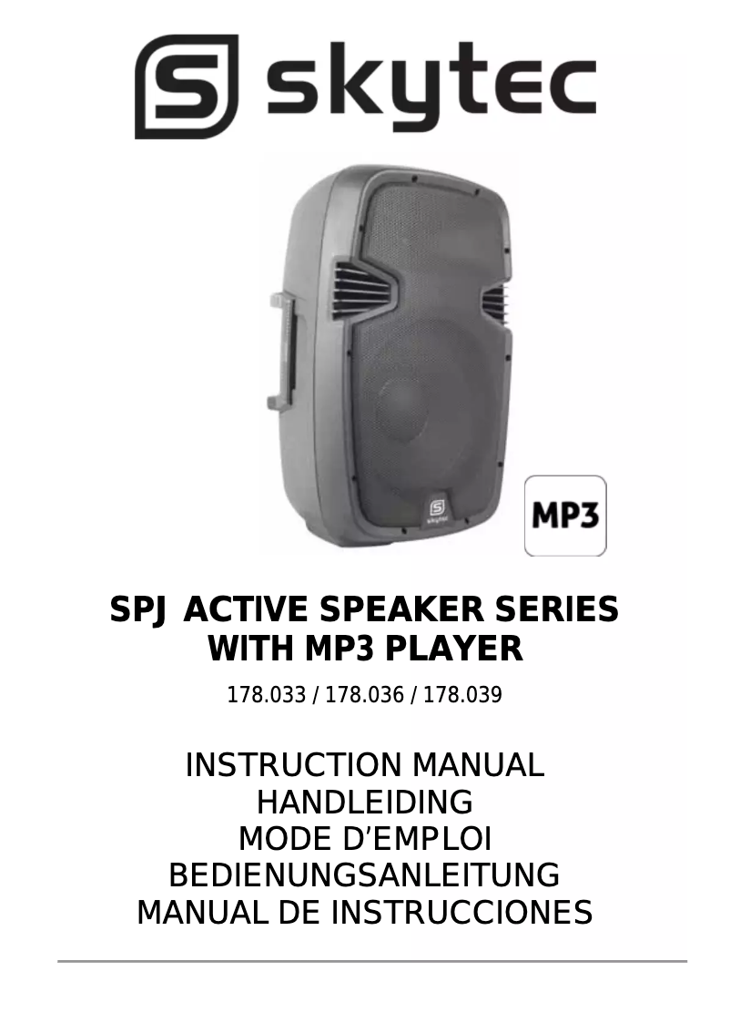 Page n°1 - Manuel utilisateur Skytec SPJ Active Speaker with MP3 178.033