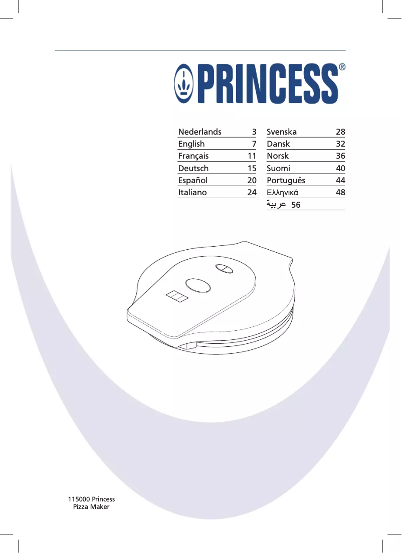 Page 1 de la notice Manuel utilisateur Princess Pizza Maker 115000