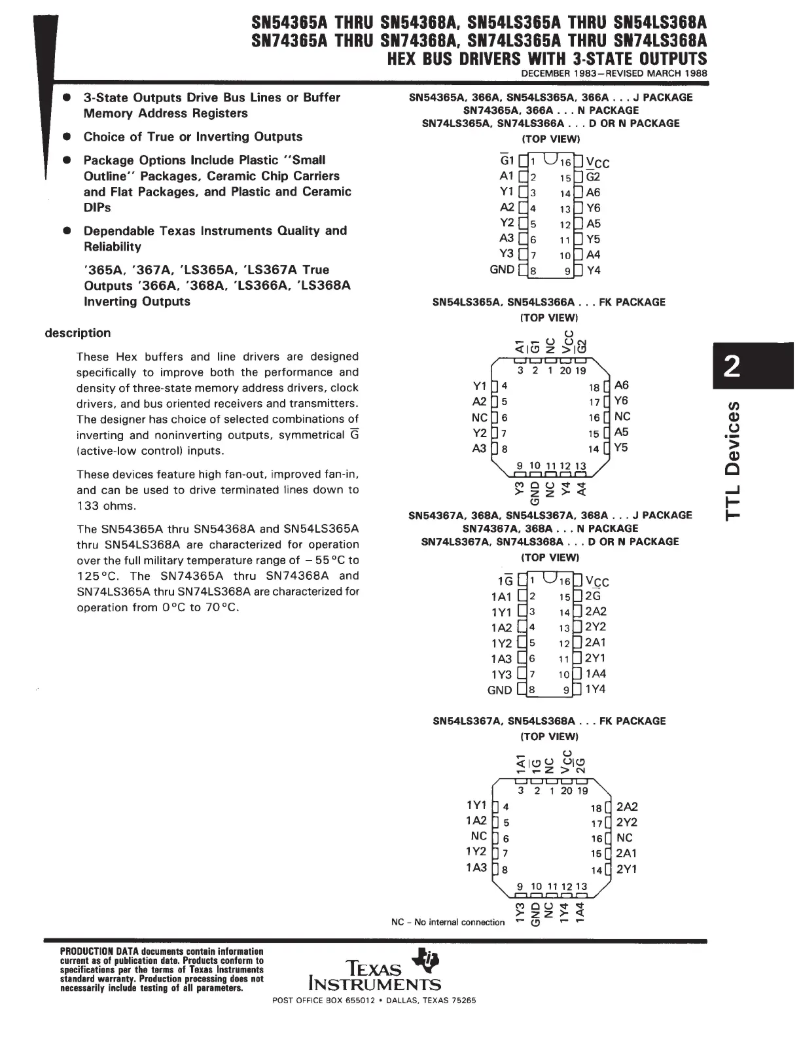 Page 1 de la notice Manuel utilisateur Texas Instruments SN74LS368AN